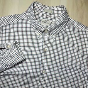 J Crew Shirt Men’s Sz M Slim Fit Gray Check Secret Wash Cotton Poplin Button Dow